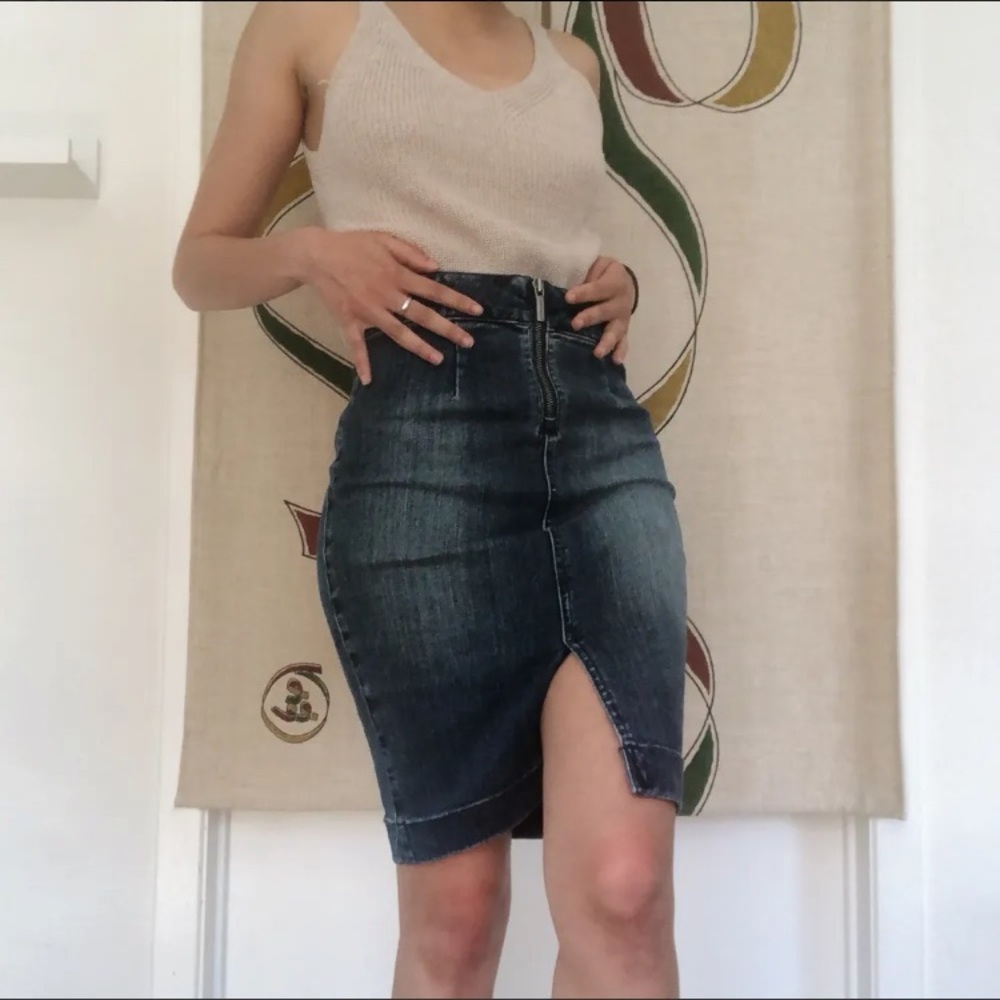 Armani Exchange High-Waisted Denim Pencil Skirt